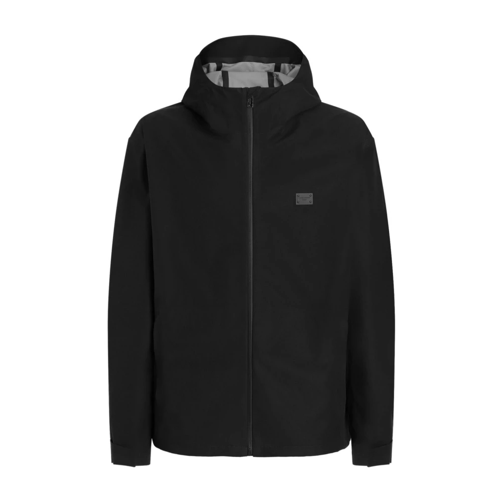 Dolce & Gabbana Zwarte rits capuchonjas Black Heren