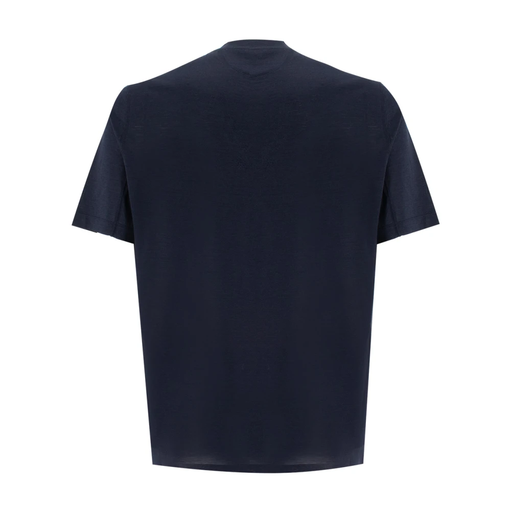 BRUNELLO CUCINELLI Zijden Katoenen T-shirt Comfortabele Pasvorm Blue Heren