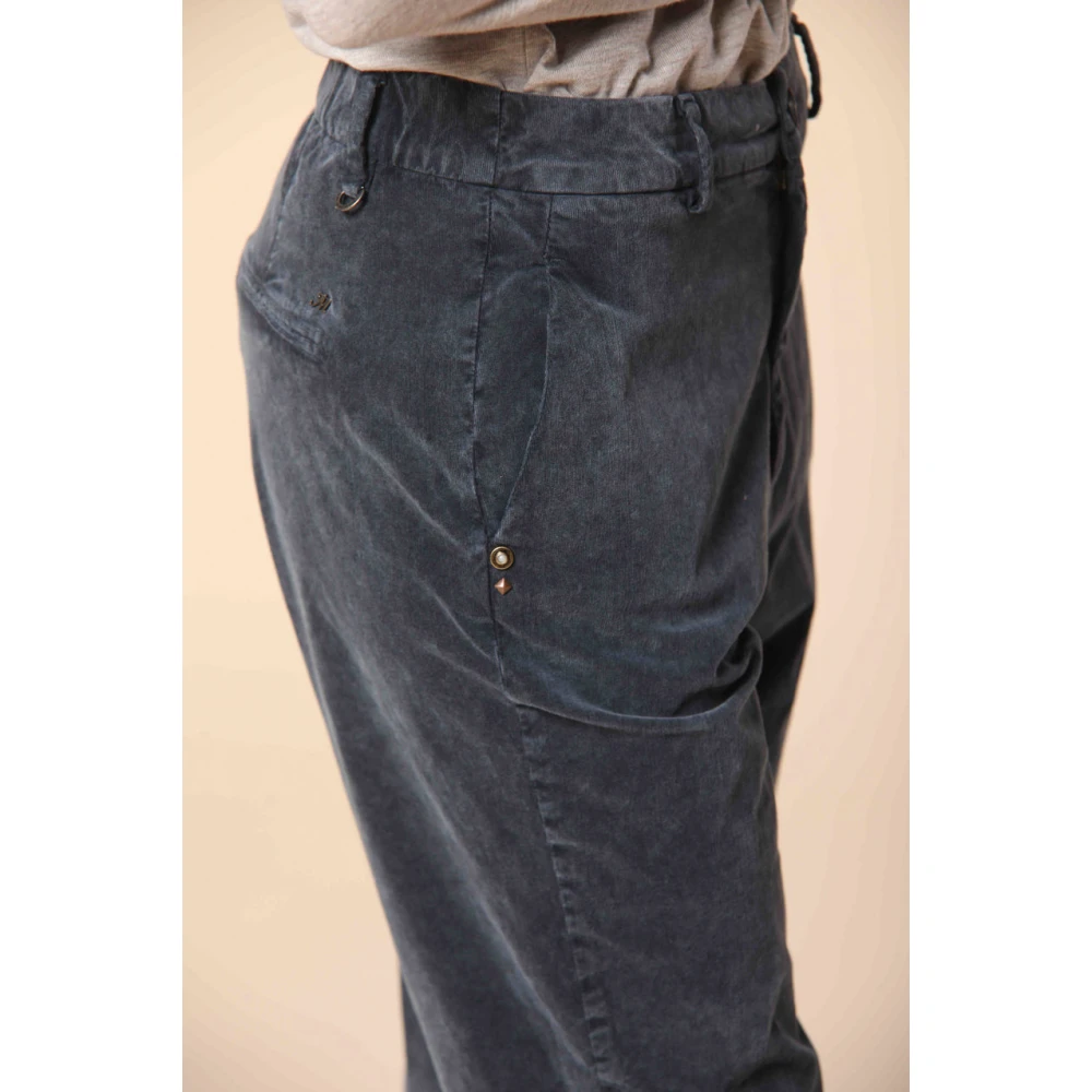 Mason's Blauwe Velvet Chino Broek 1000 Strepen Blue Dames