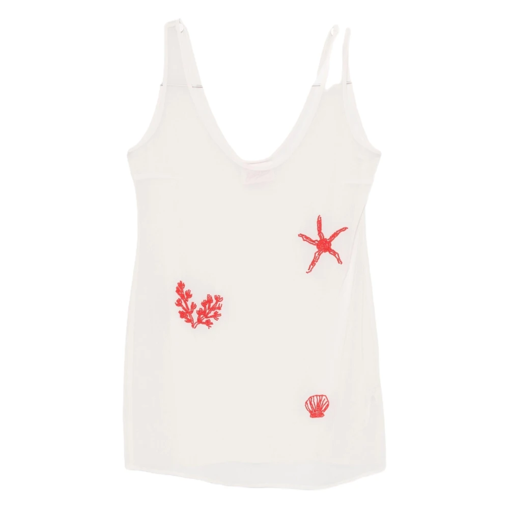 Mc2 Saint Barth White Sleeveless Tops, Female, L, Raya Mini Dress