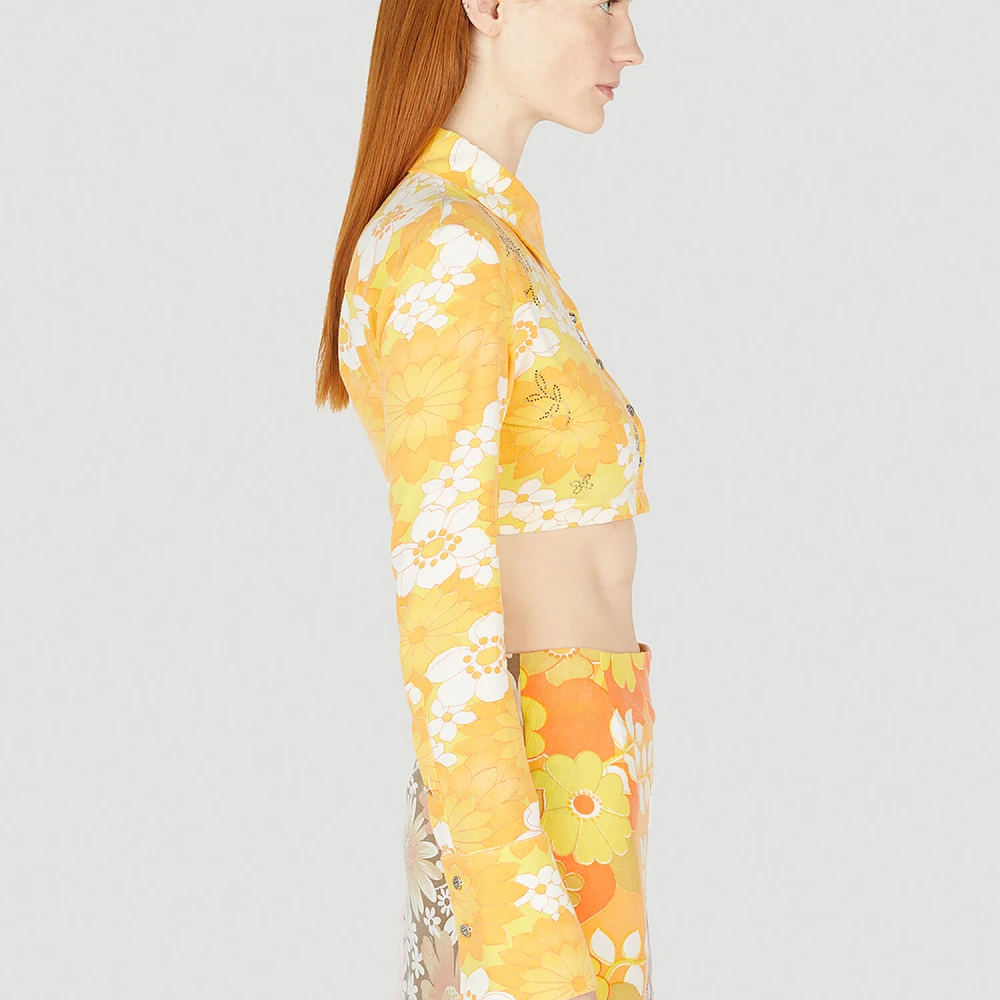 Rave Review Bloemen Cropped Shirt Multicolor Dames