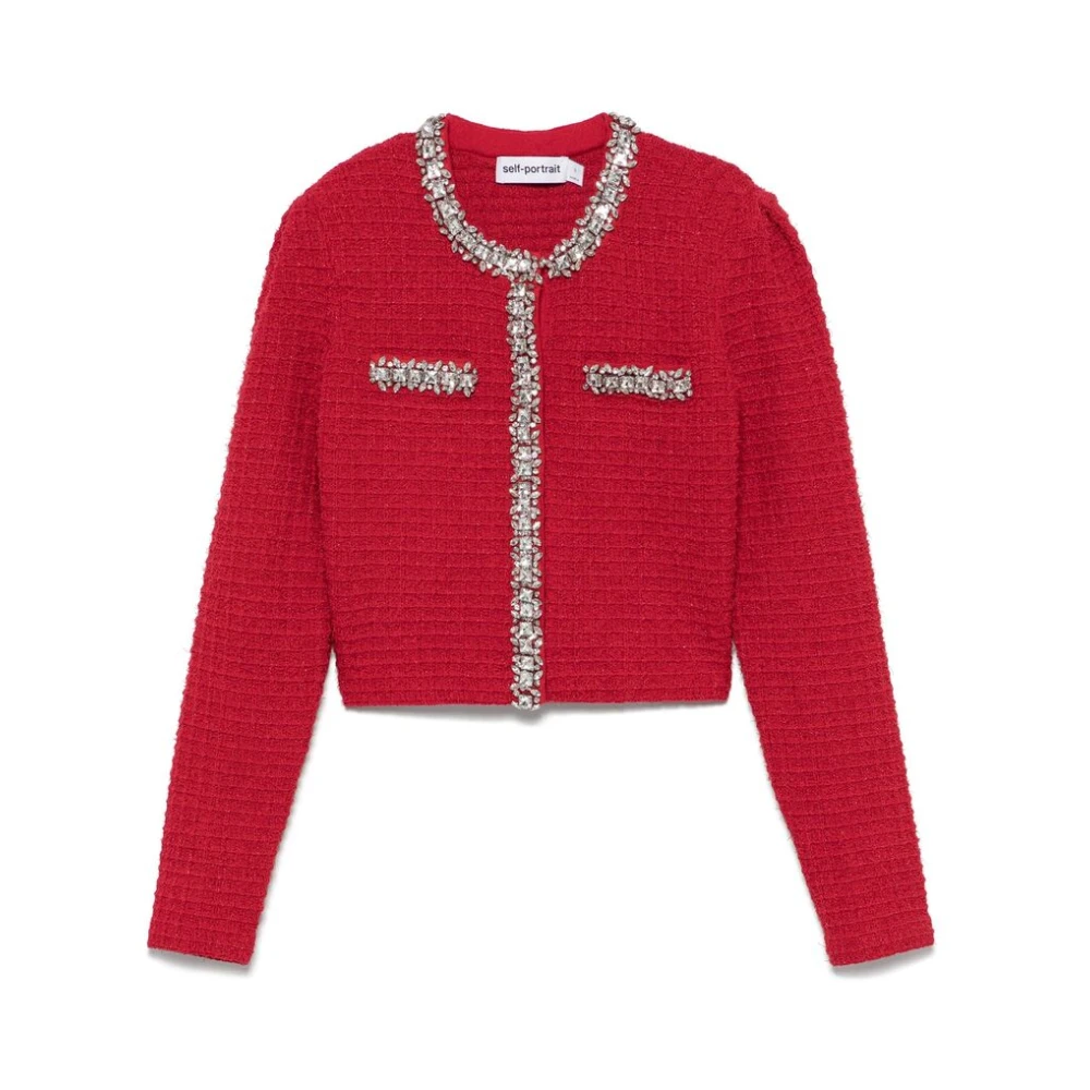 Self Portrait Kristal Rose Rode Sweater met Zakken Red Dames