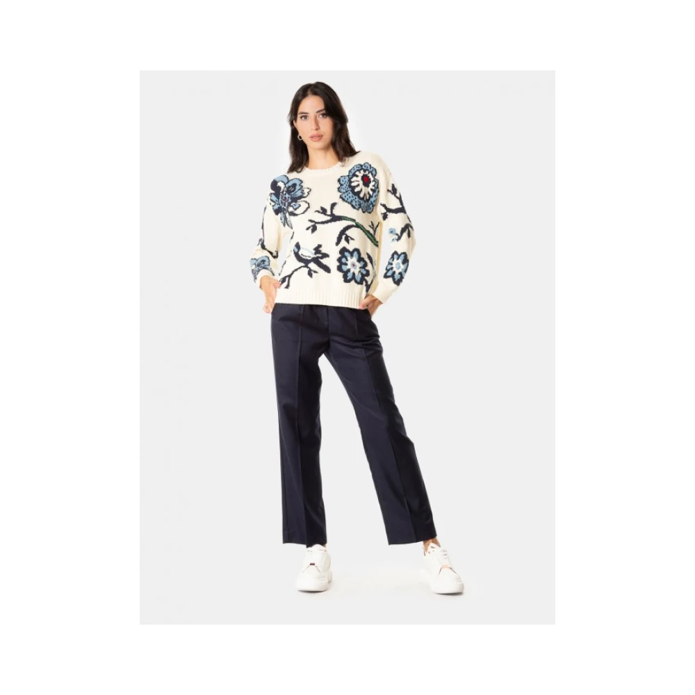 Max Mara Weekend Bloemenpatroon Trui met Lange Mouwen Beige Dames