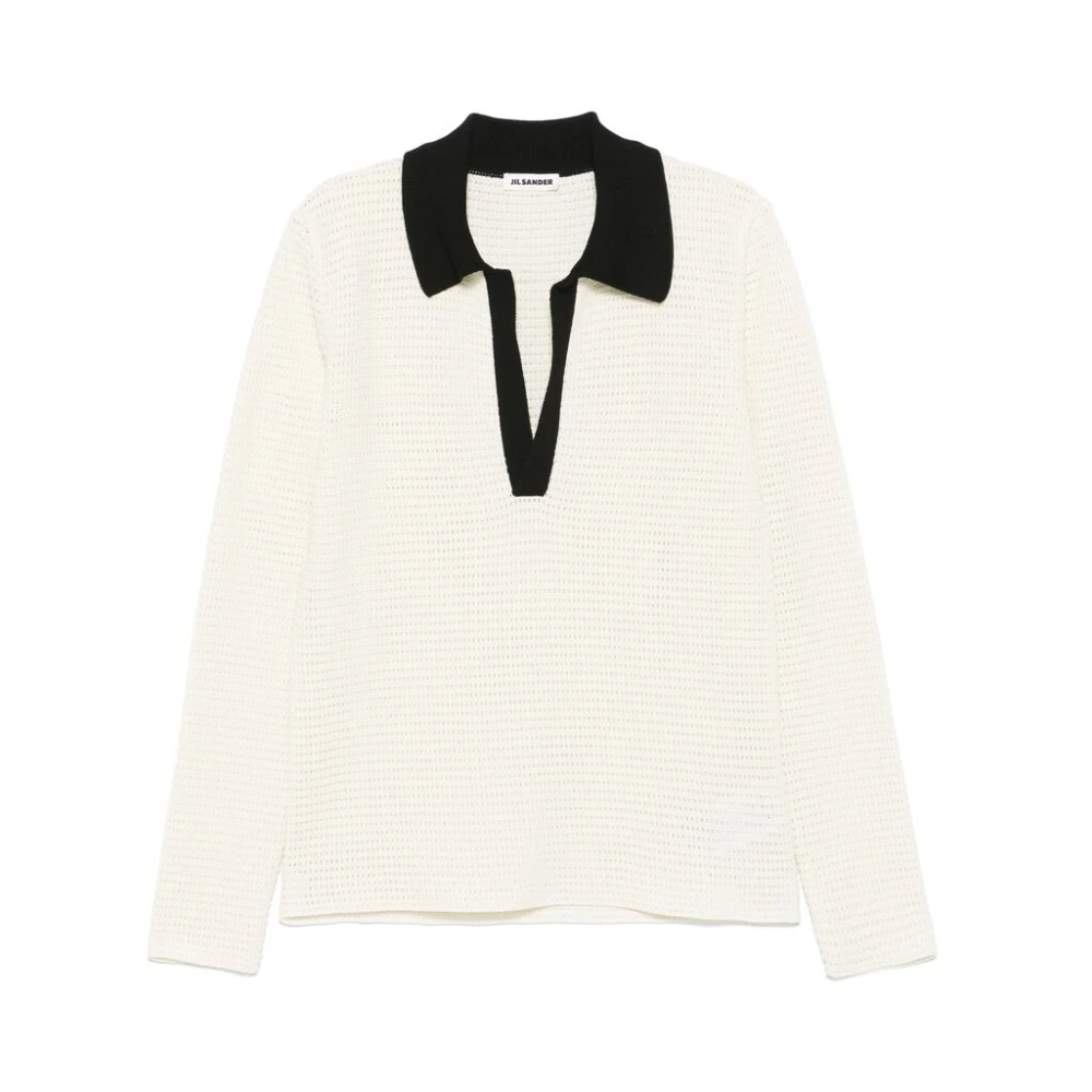 Jil Sander Witte Split Hals Trui White Heren