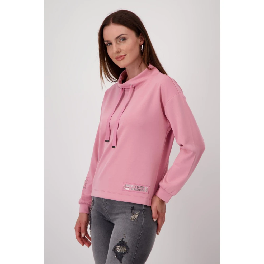 monari Stijlvolle Sweater met Hoge Kraag Pink Dames