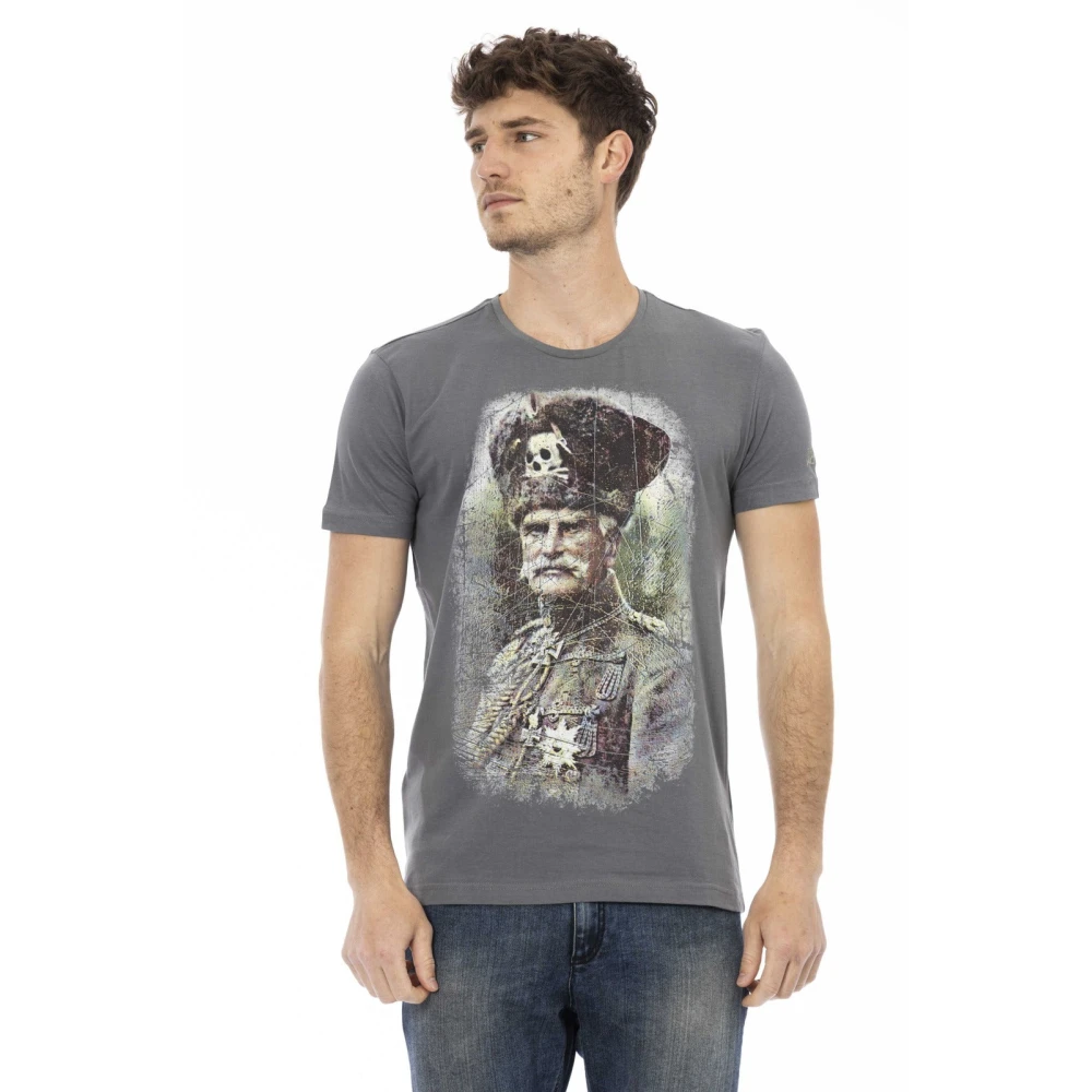 Trussardi Men's Gray T-Shirts, L, Casual Short Sleeve Round Neck T-Shirt