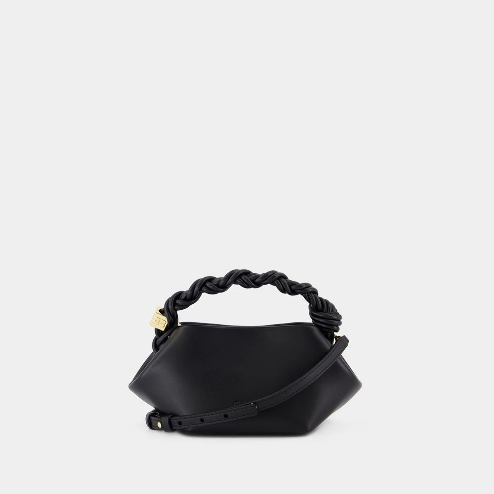 Ganni Kleine Crossbody Tas in Zwart Leer Black Dames