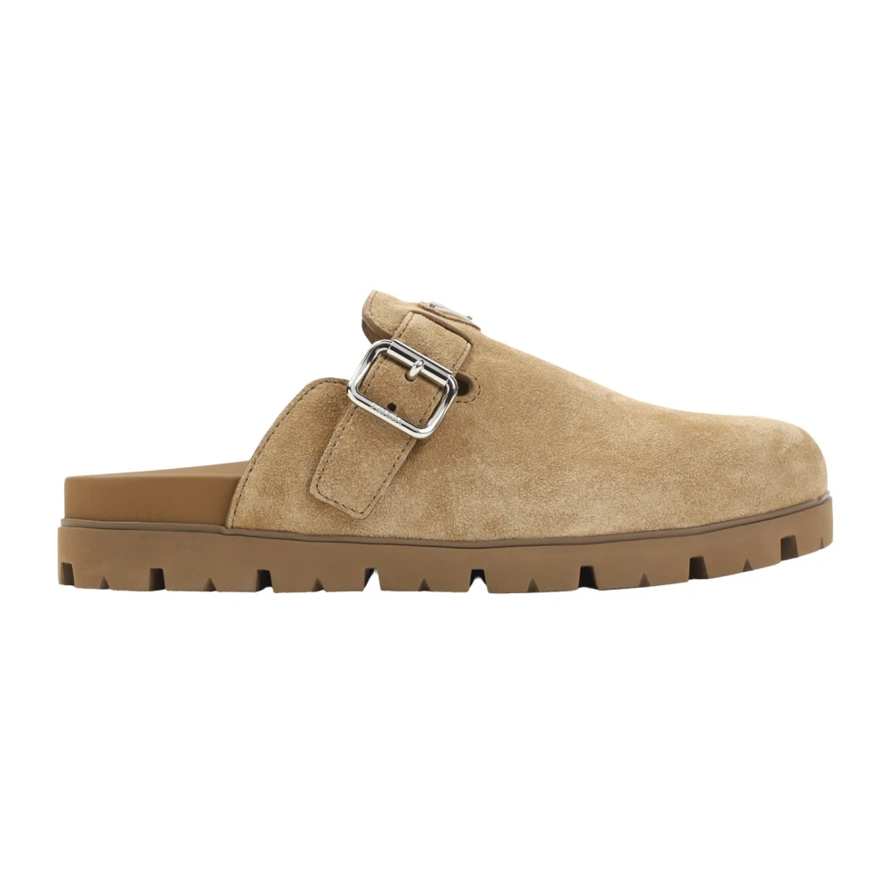 Prada Suede Sabot - Male - Mules - Brown - 7 Uk - Shoes