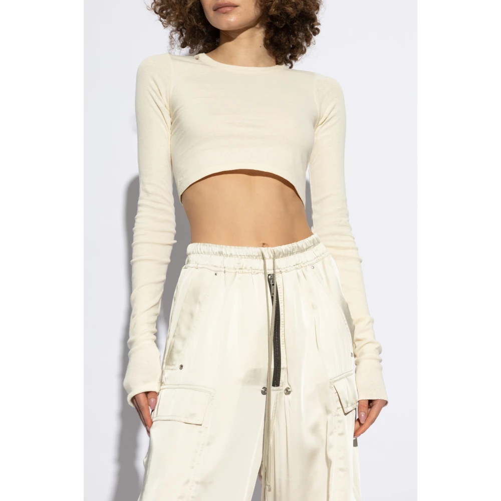 Rick Owens LS Crop T Beige Dames