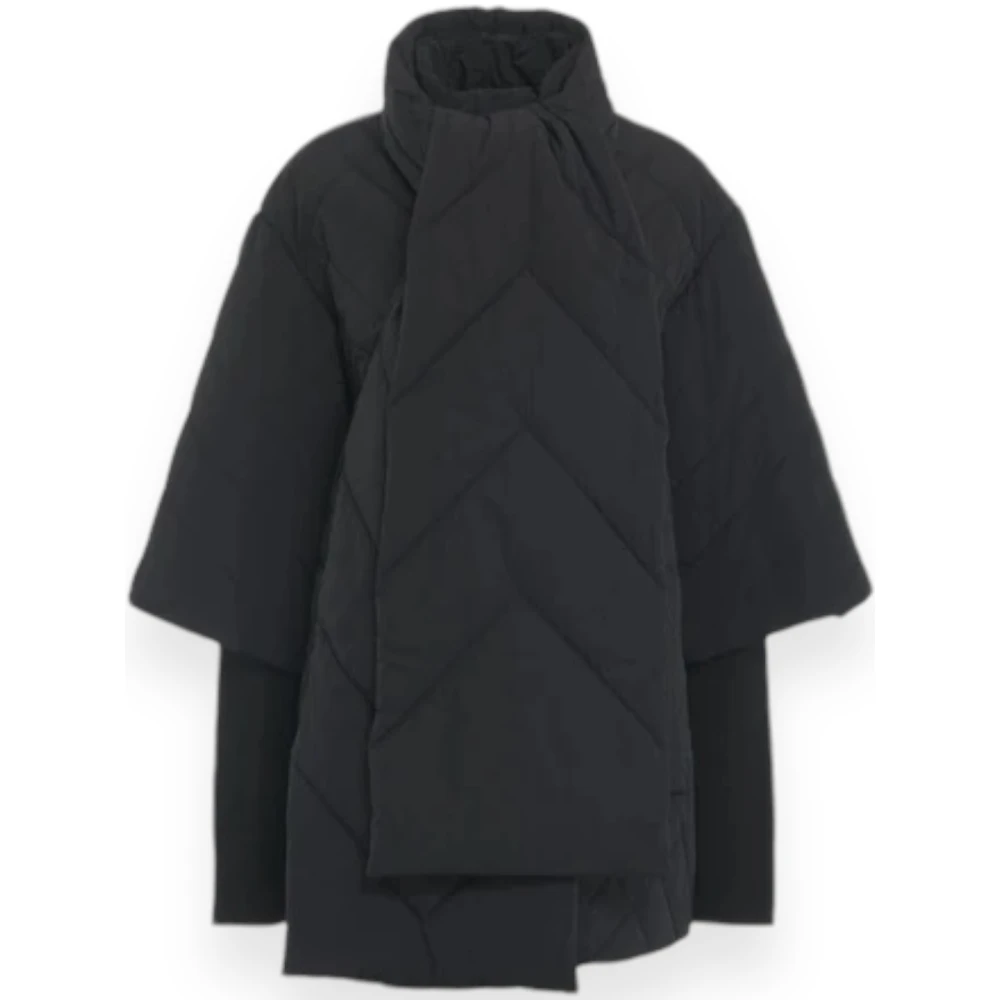Add Gewatteerde Cape Jas Black Dames