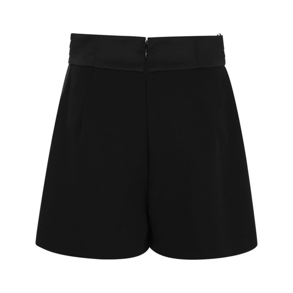 Elisabetta Franchi Crepe shorts met geborduurde hoge tailleband Black Dames