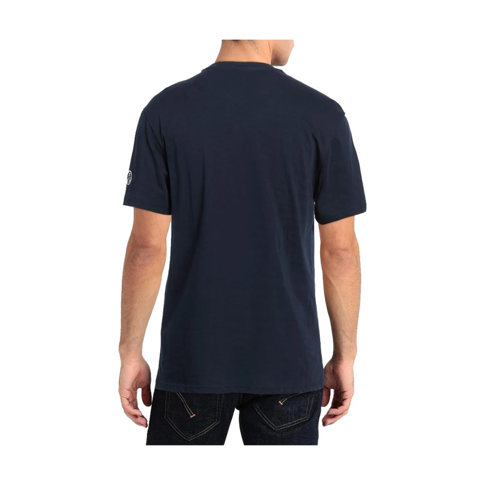 North Sails Navy Blauw Katoen Met Logo Print Tee Blue Heren