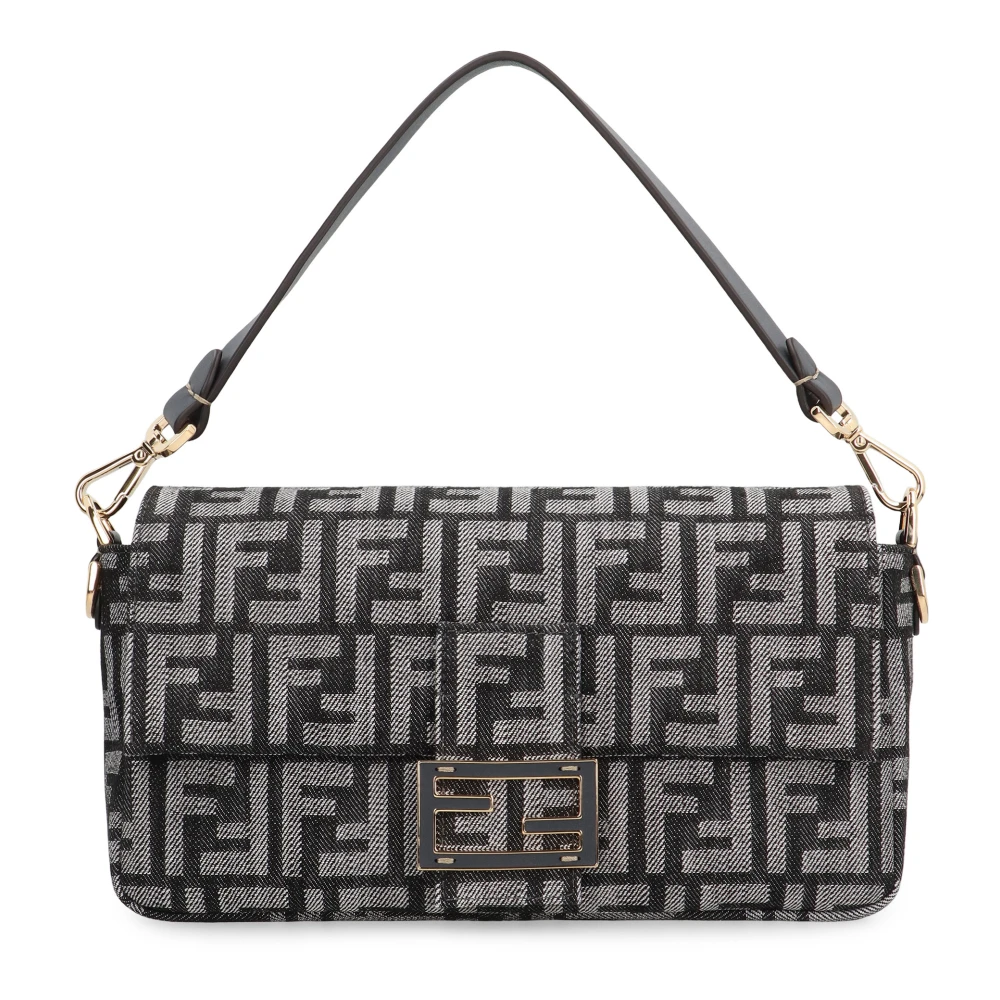 Fendi Women's Blue Bag Tote In Jacquard Ff Denim Effect