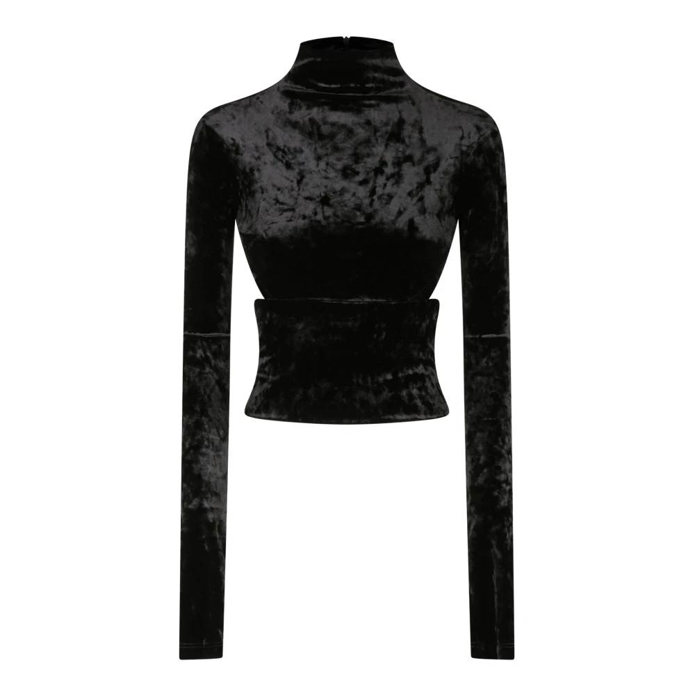 Pinko Fluwelen Coltrui met Zijsplitten Black Dames