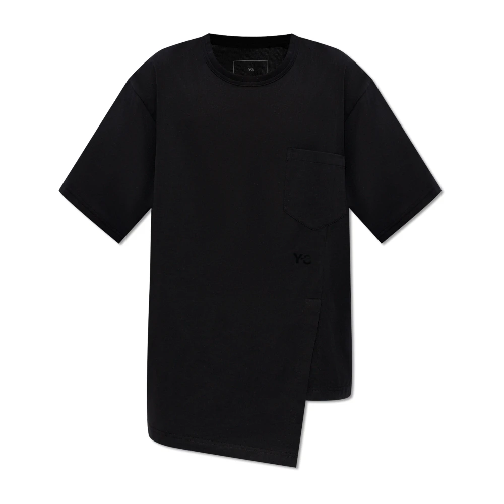 Y-3 Asymmetrisch T-shirt met logo Black Dames