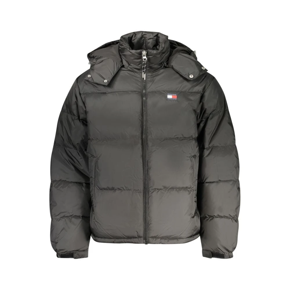 Tommy Hilfiger Men's Black Winter Jackets, L, Long-Sleeved Jacket With Removable Hood