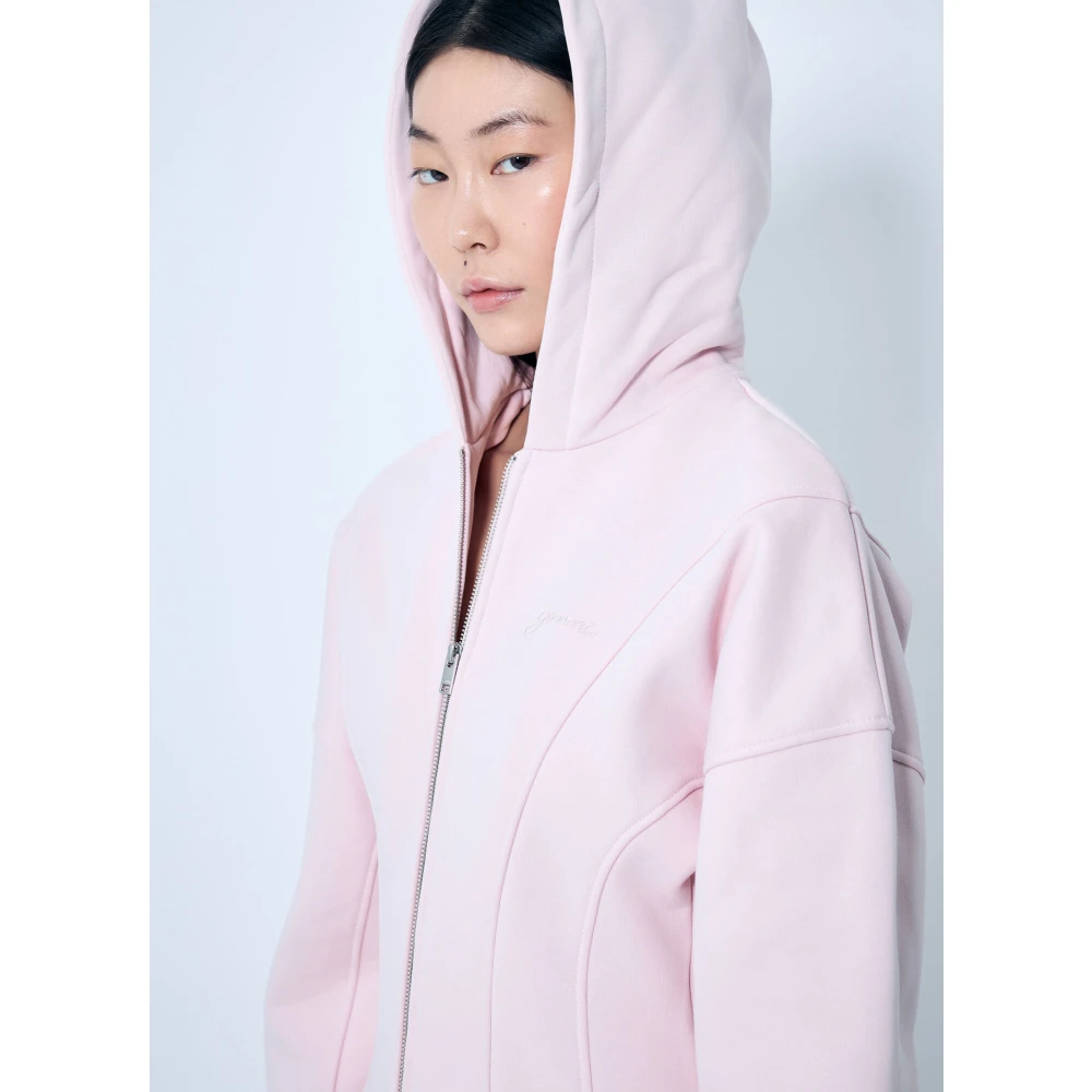 Ganni Katoen Fleece Rits Hoodie Pink Dames