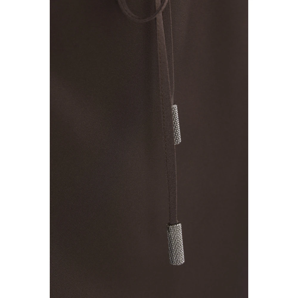 BRUNELLO CUCINELLI Bruine Mouwloze Satijnen Jurk Brown Dames