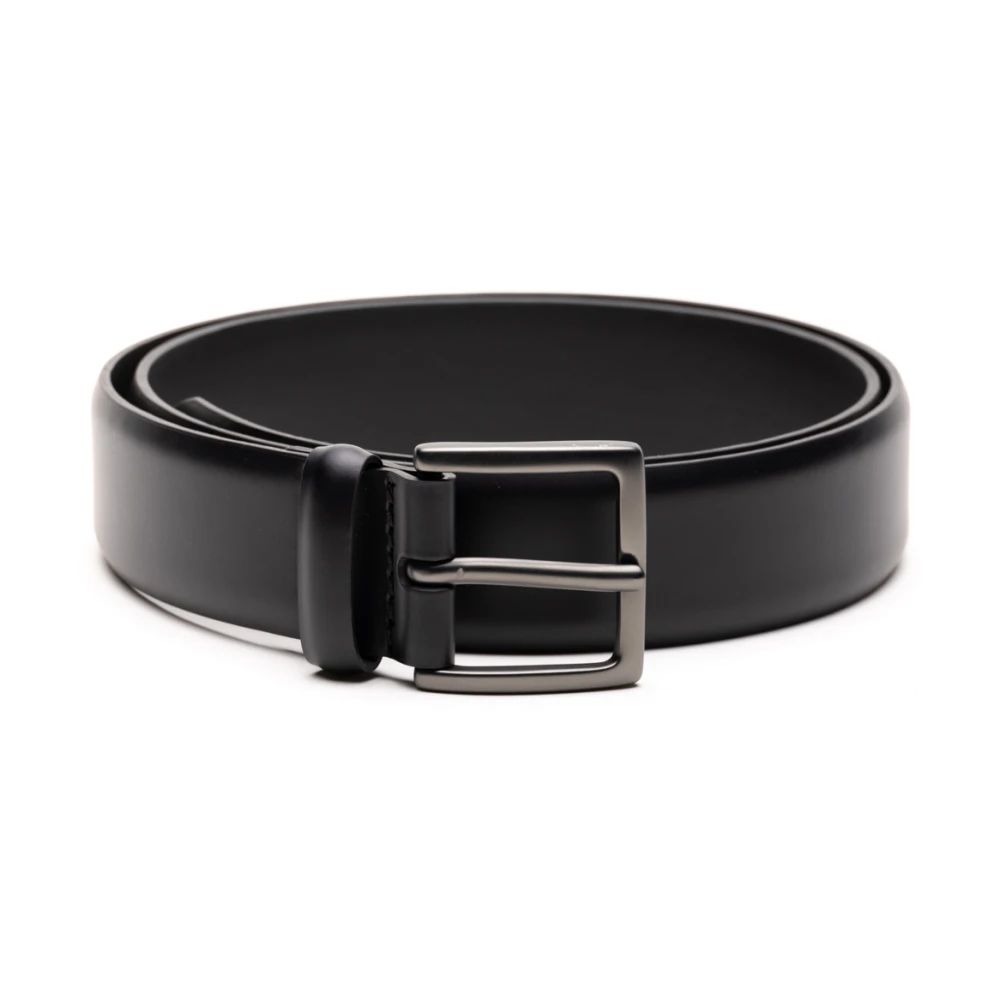 Orciani Zwarte Leren Riem Black Heren