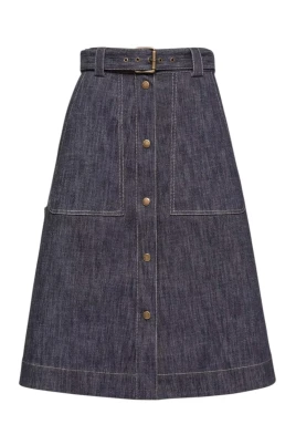 Denim Knälång Kjol