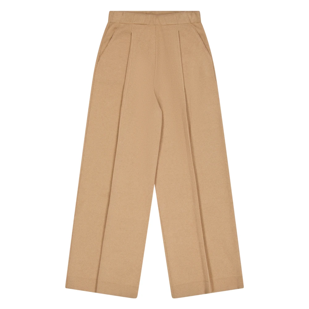 Laneus Wol Kasjmier Broek met rechte pijp Brown Dames