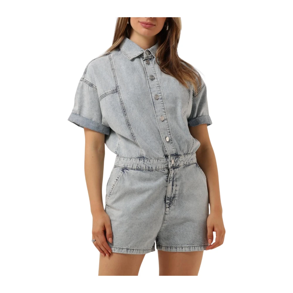Alix The Label Geweven Denim Playsuit Blue Dames