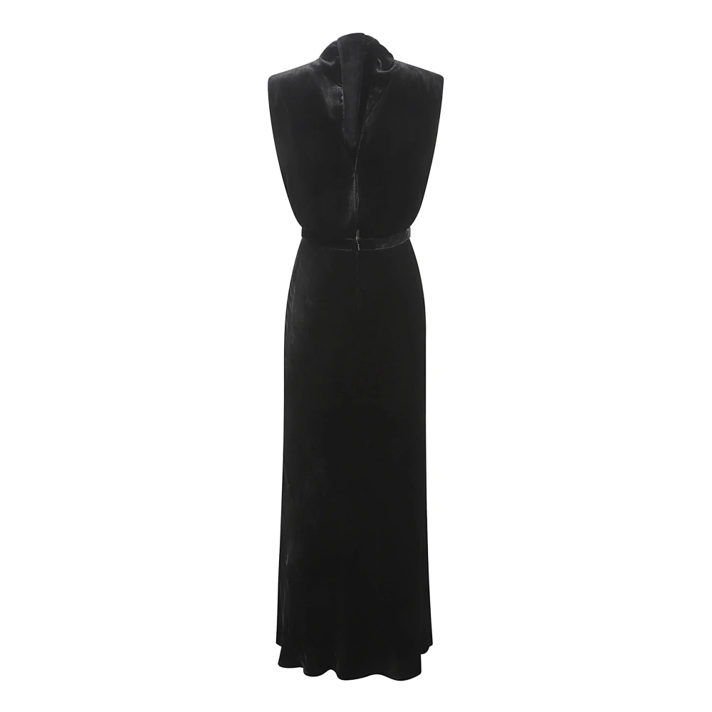Saloni Zwart Zijde Rayon Jurk Black Dames