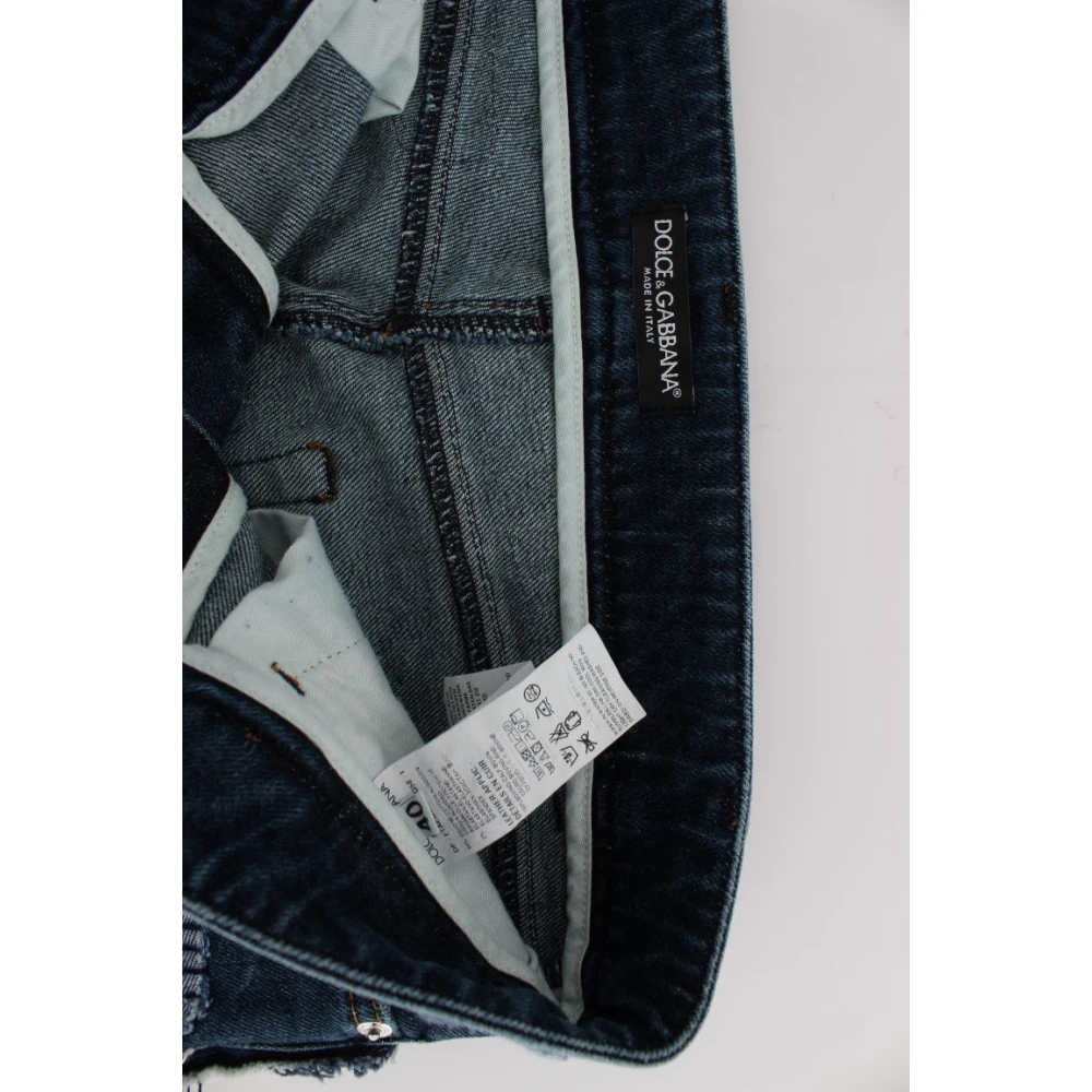 Dolce & Gabbana Blauwe Patchwork Jeans Shorts Black Dames
