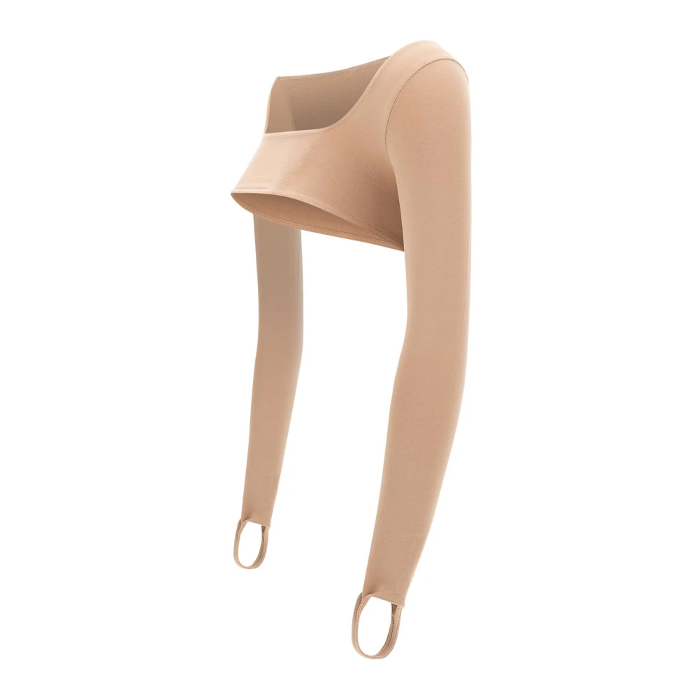 Andrea Adamo Jersey Top Beige Lange Mouw Slim Fit Beige Dames