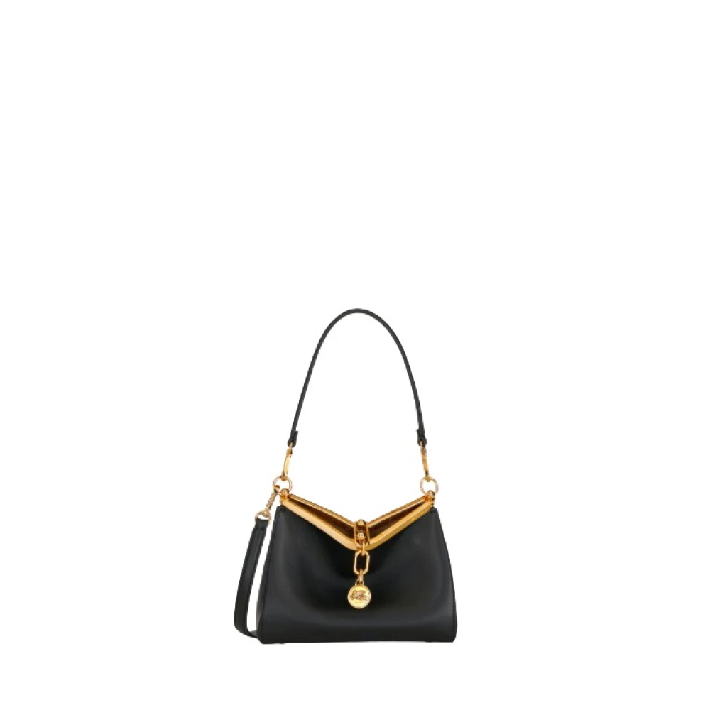 ETRO Zwarte Leren Mini Tas met Metalen Sluiting Black Dames