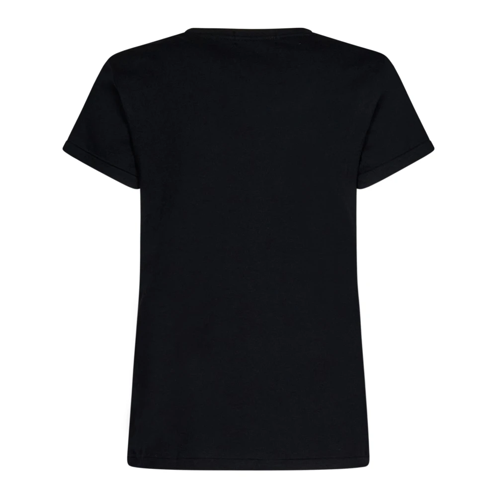 Polo Ralph Lauren Kliek Zwart Katoenen T-shirt met Pony Borduursel Black Dames