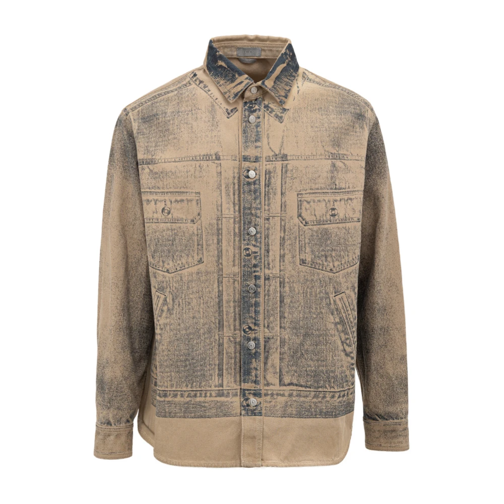 Dior All-Over Print Overshirt Casual Style Beige Heren