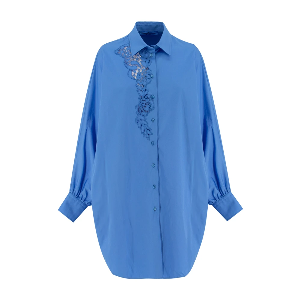 Ermanno Scervino Kanten Detail Over-Style Shirt Blue Dames