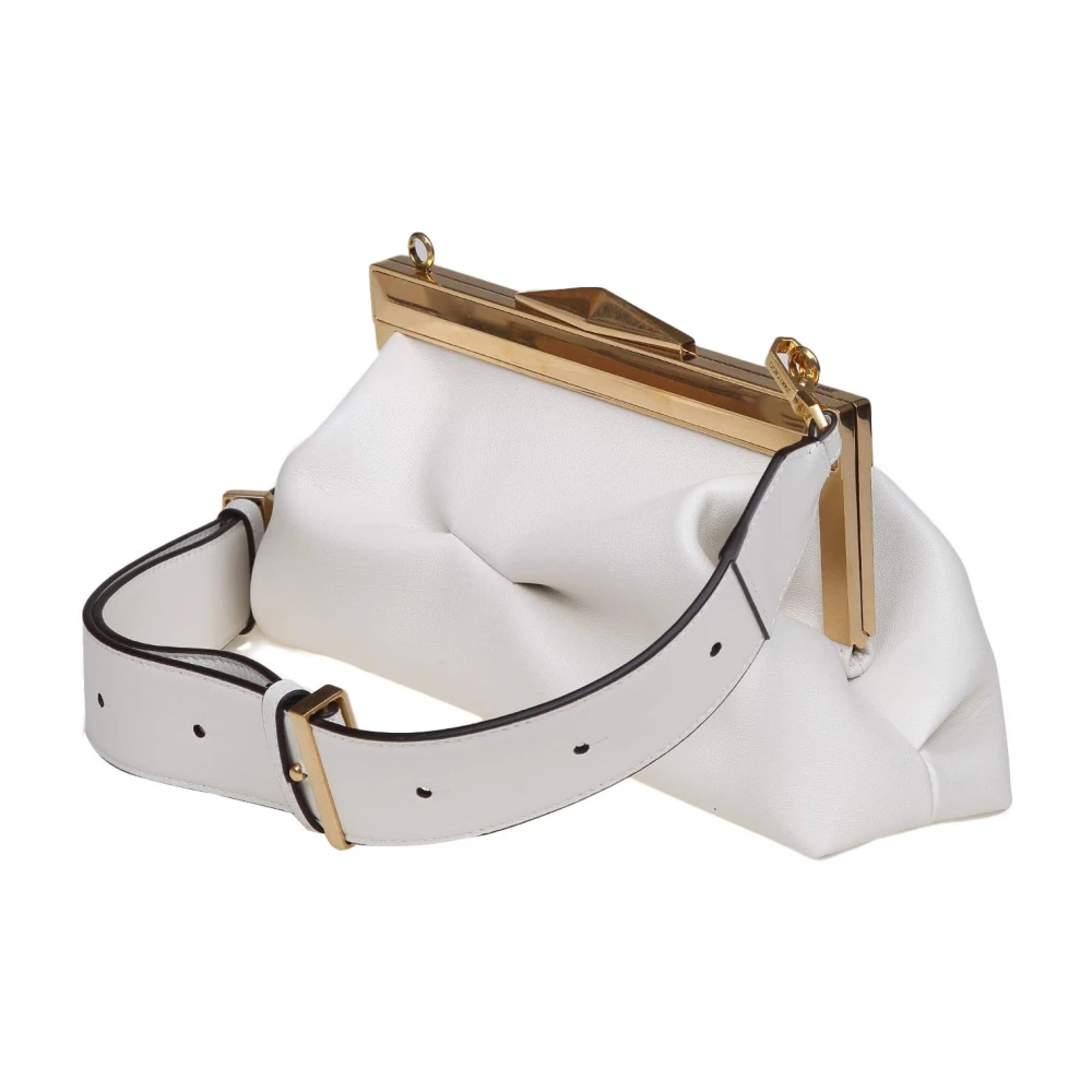 Jimmy Choo Melkwitte Leren Frame Clutch Tas Gray Dames