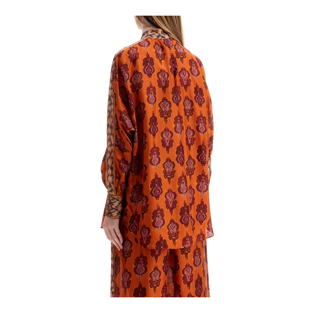 Zimmermann Oranje Zijden Ikat Dolman Shirt Orange Dames