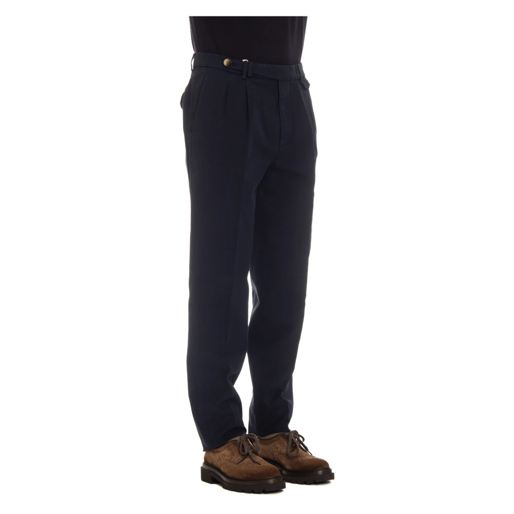 BRUNELLO CUCINELLI Blauwe Katoenen Gabardine Broek Blue Heren