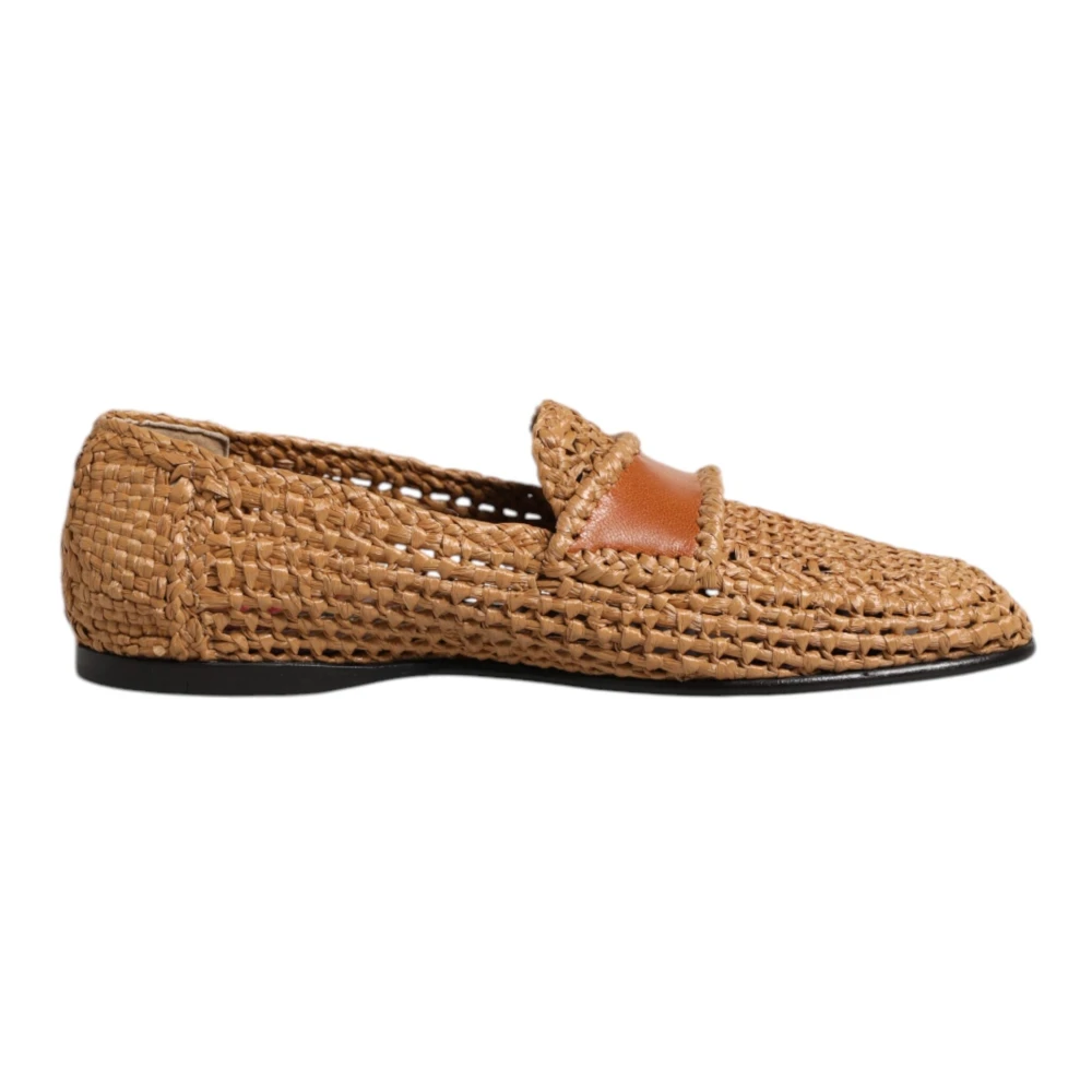Dolce & Gabbana Men's Brown Woven Raffia Slip On Loafers - Loafers - 6 1/2 Uk - Shoes