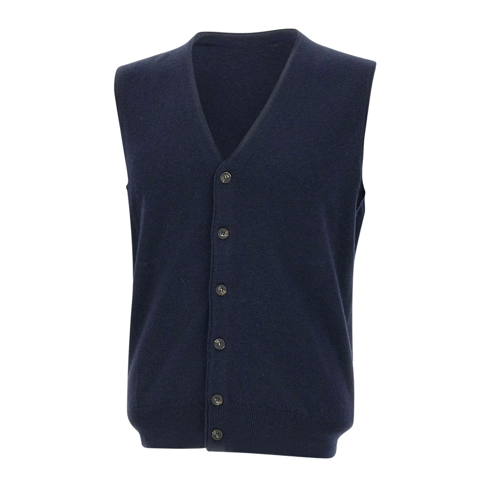 Kangra Navy Blauw Wollen Vest V-Hals Blue Heren