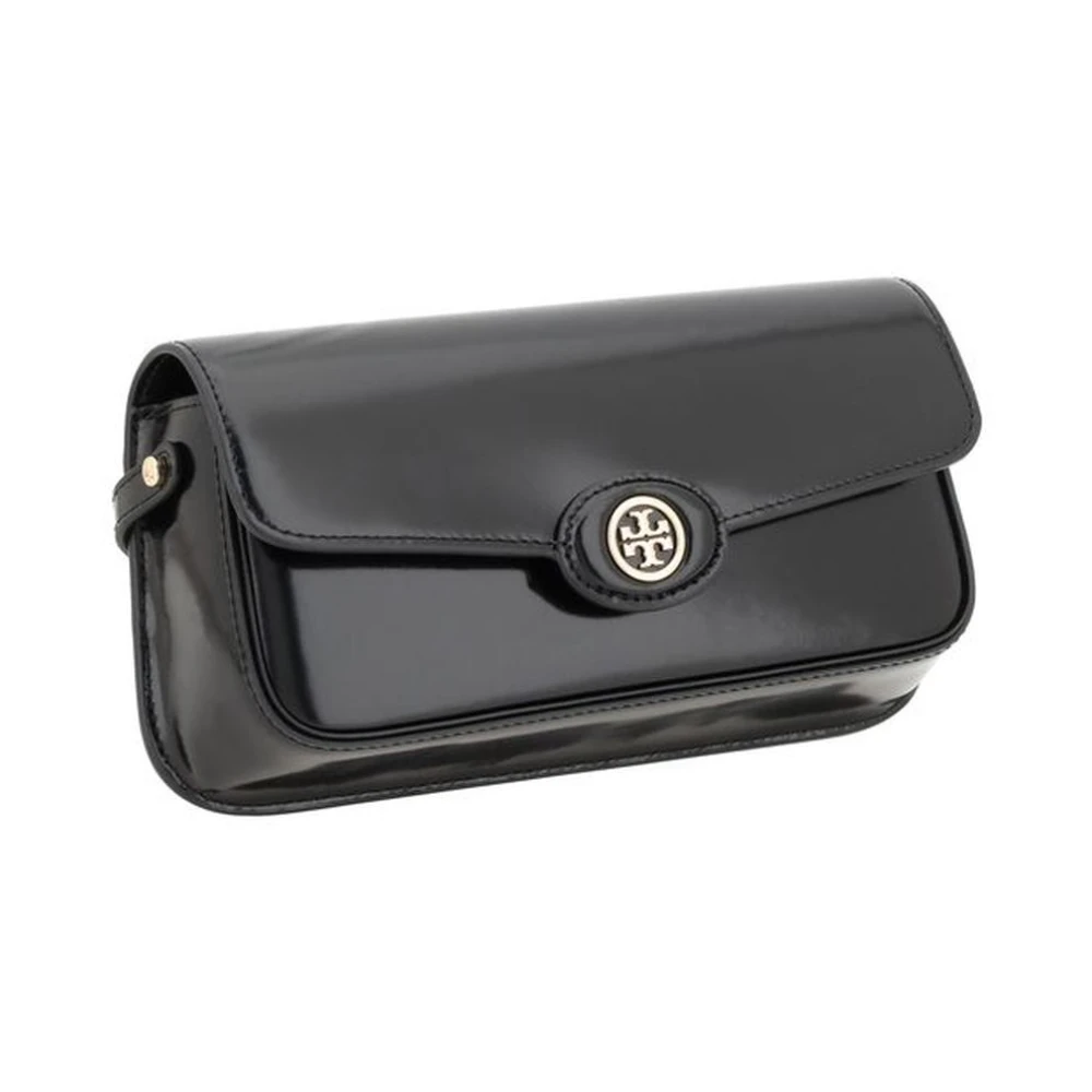 TORY BURCH Leren Schoudertas met Magnetische Klep Black Dames