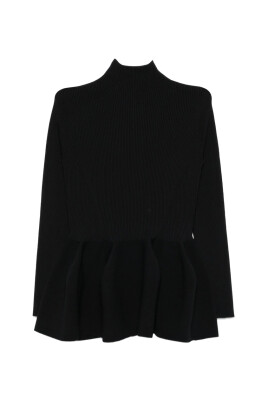 black-ribbed-knit-peplum-sweater
