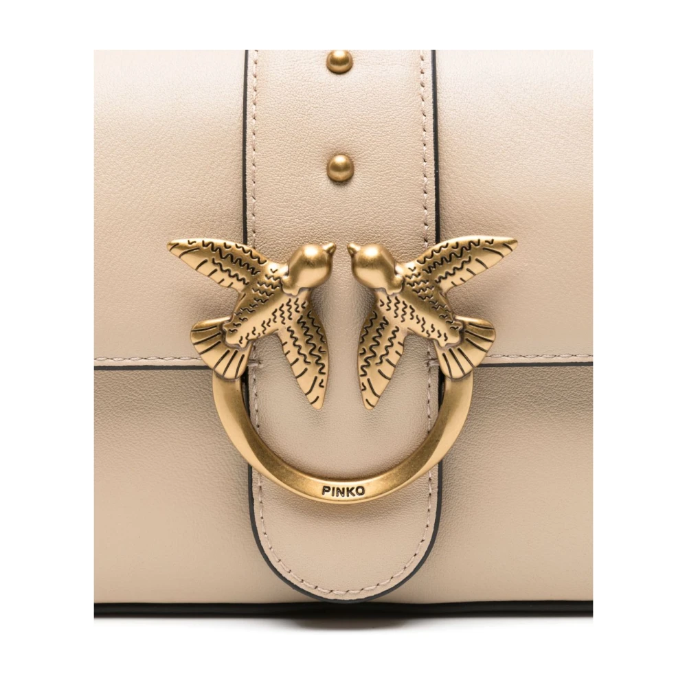 pinko Beige Leren Schoudertas Beige Dames