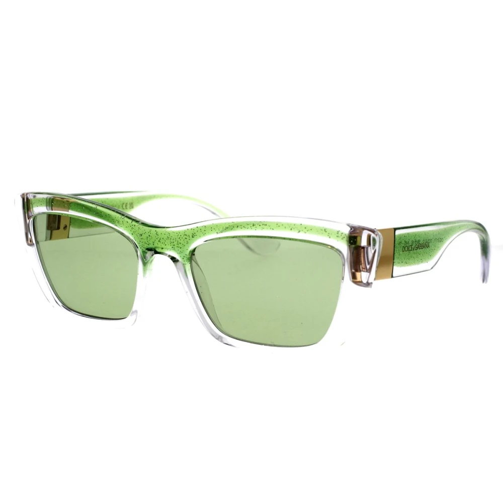 Dolce & Gabbana Grön Glitter Ram Solglasögon Green, Unisex