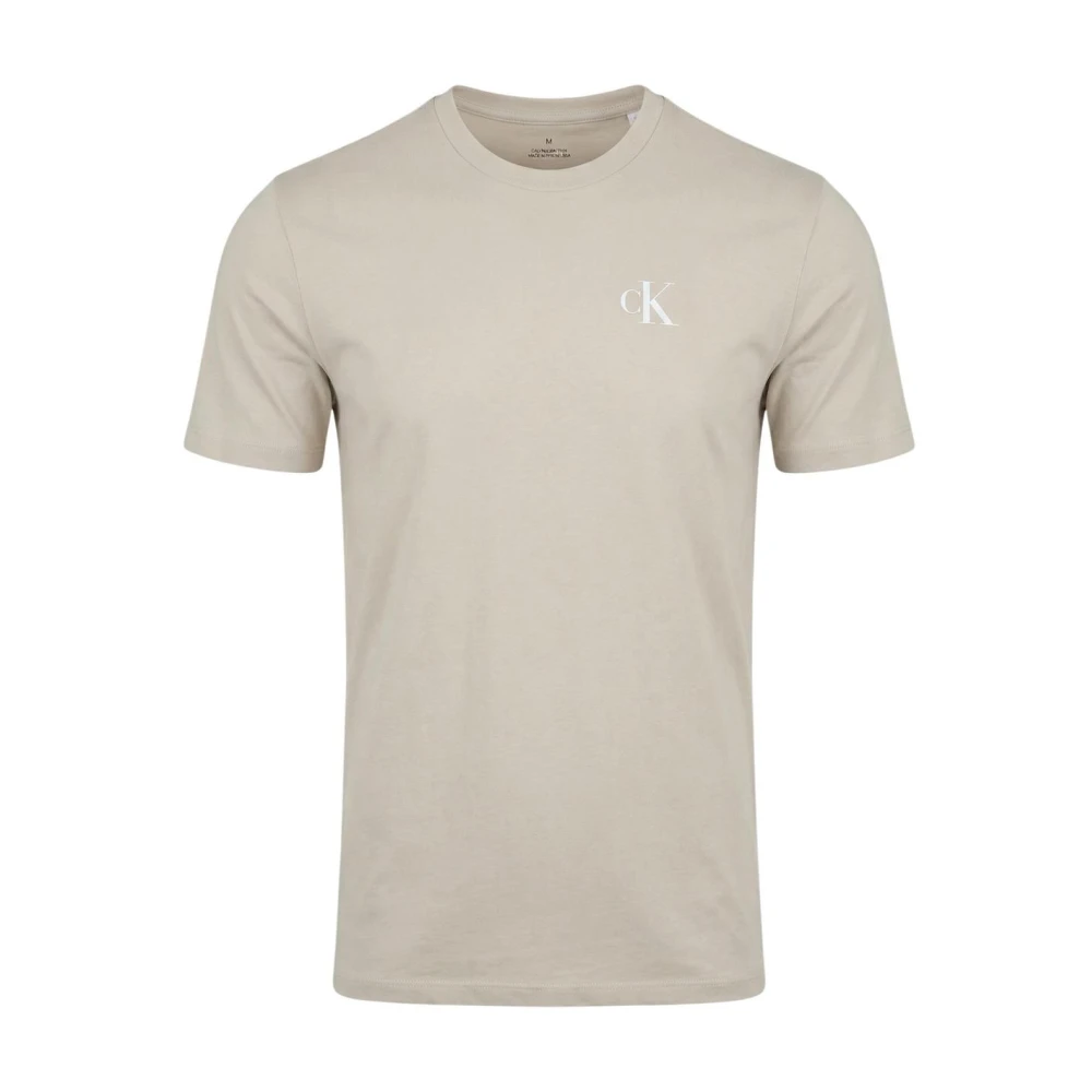 Calvin Klein Jeans Men's Beige Short Sleeve Round Neck Cotton T-Shirt
