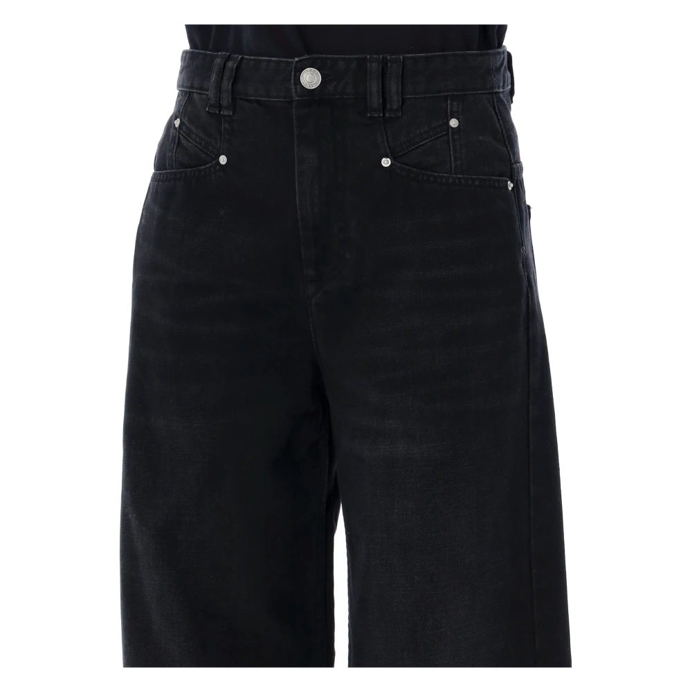 Isabel Marant Étoile Zwarte Wijde Flare Hoge Taille Jeans Black Dames