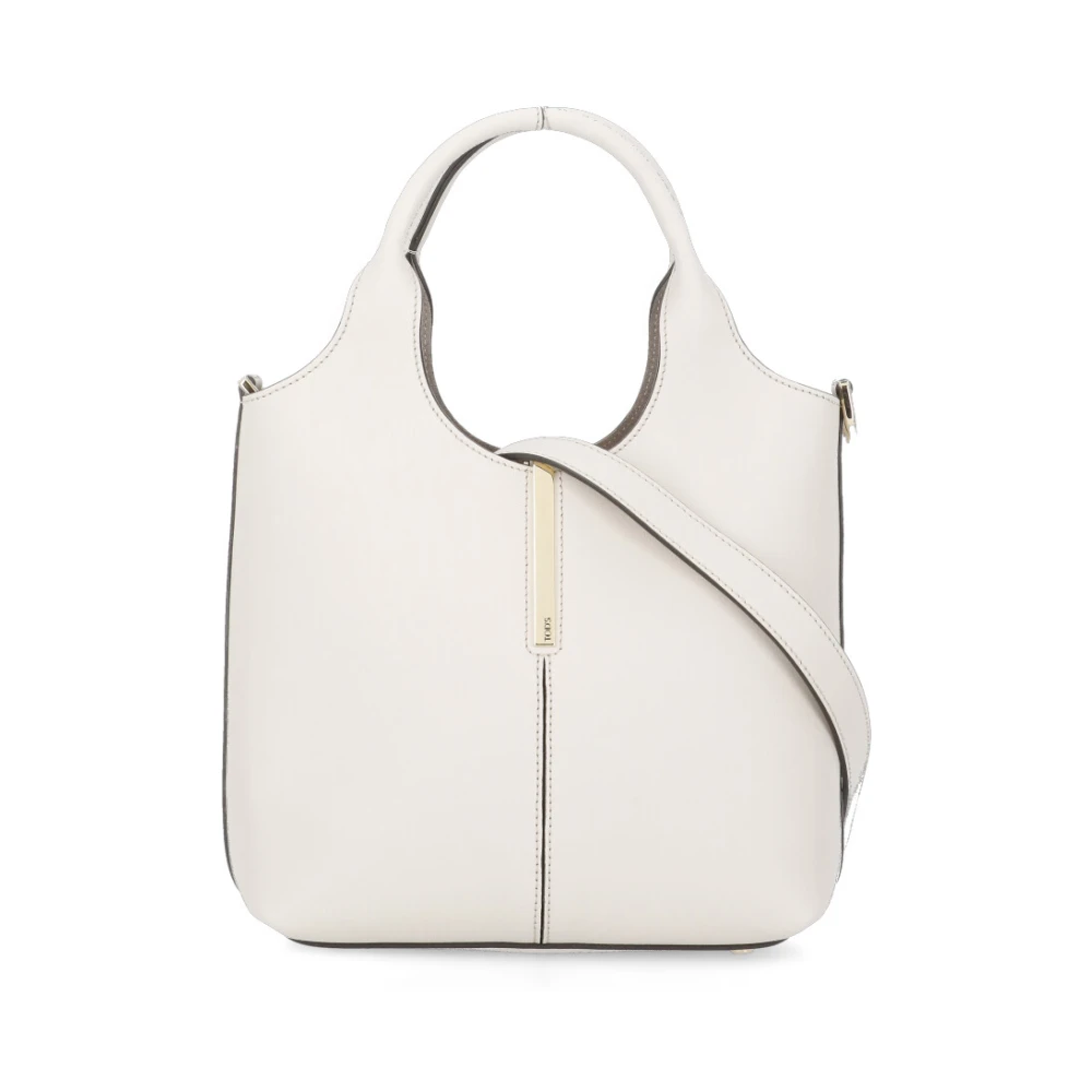 TOD'S Ivoor Leren Handtas met Metalen Detail Beige Dames