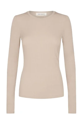 Beige Figursydd Blus med Långärmad