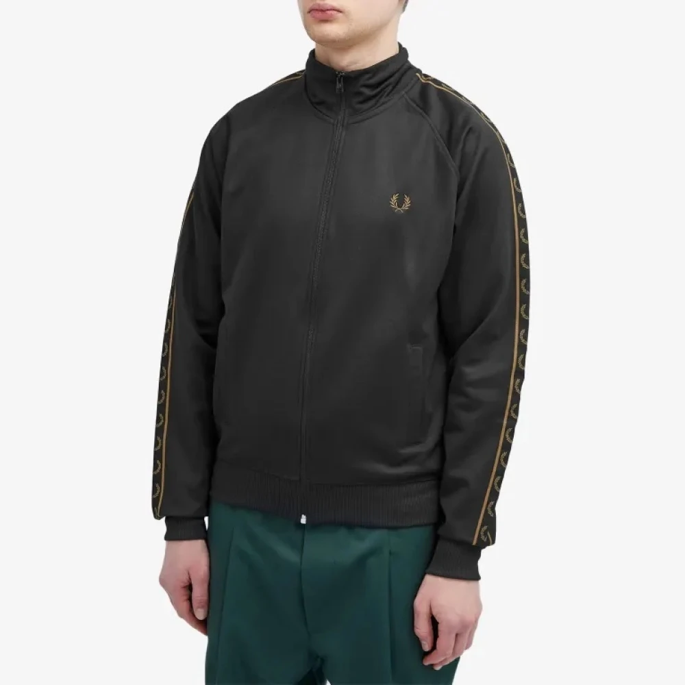 Fred Perry Contrast Taped Track Jacket Black Heren