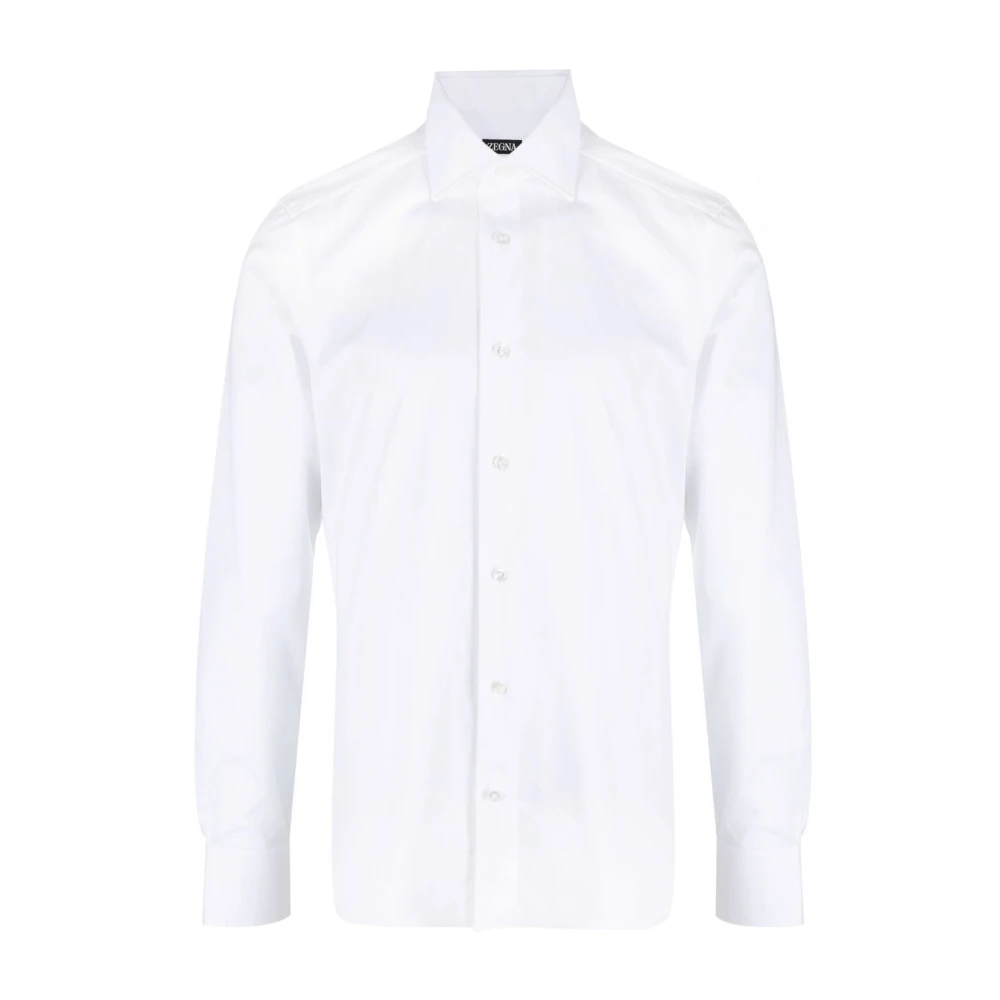 Ermenegildo Zegna Stretch Katoenen Overhemd met Lange Mouwen White Heren