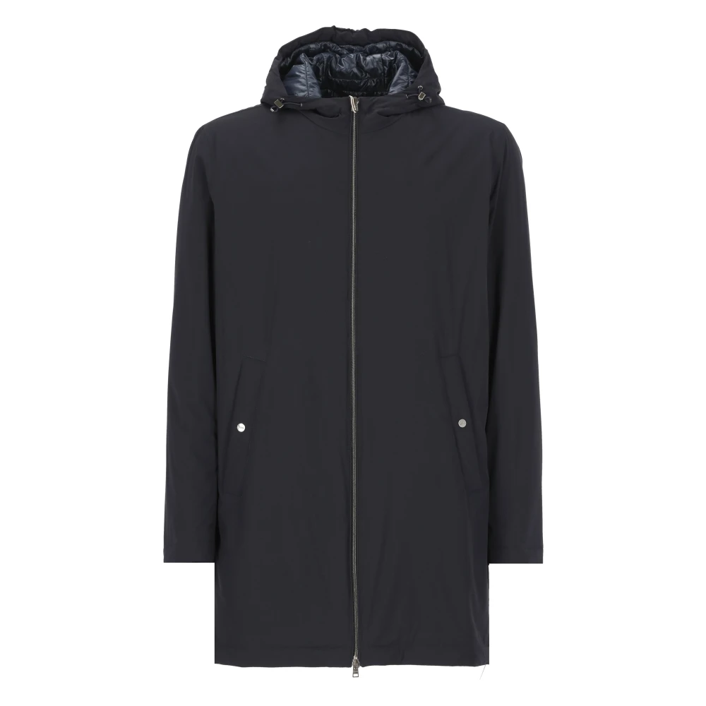 Herno Blauwe Parka met Capuchon en Zakken Blue Heren