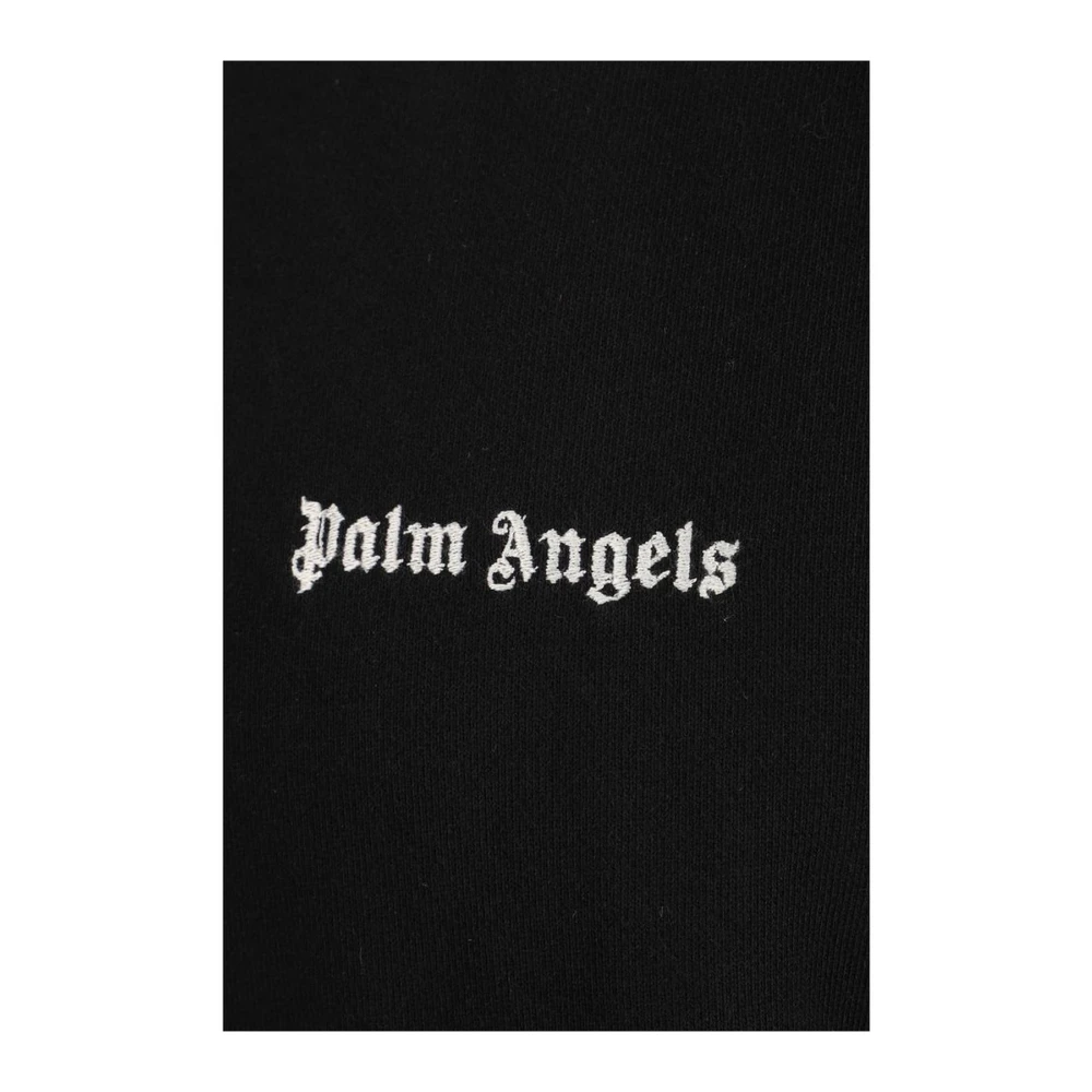 Palm Angels Geribbelde katoenen hoodie met kangoeroezak Black Heren